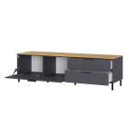 Banc TV graphite et couleur bois