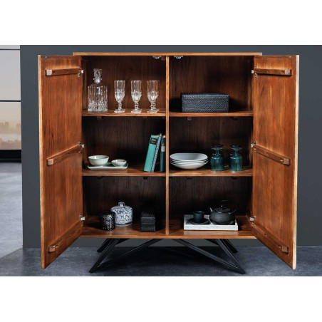 Buffet haut originale placage de pierre et acacia