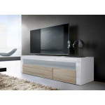 Meuble TV Design Laqué 2 Portes 1 Niche