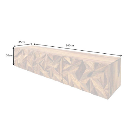 Meuble télé suspendu 160 cm acacia massif