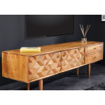 Meuble TV 145 cm acacia et métal doré