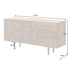 Buffet rétro bois massif 145 cm