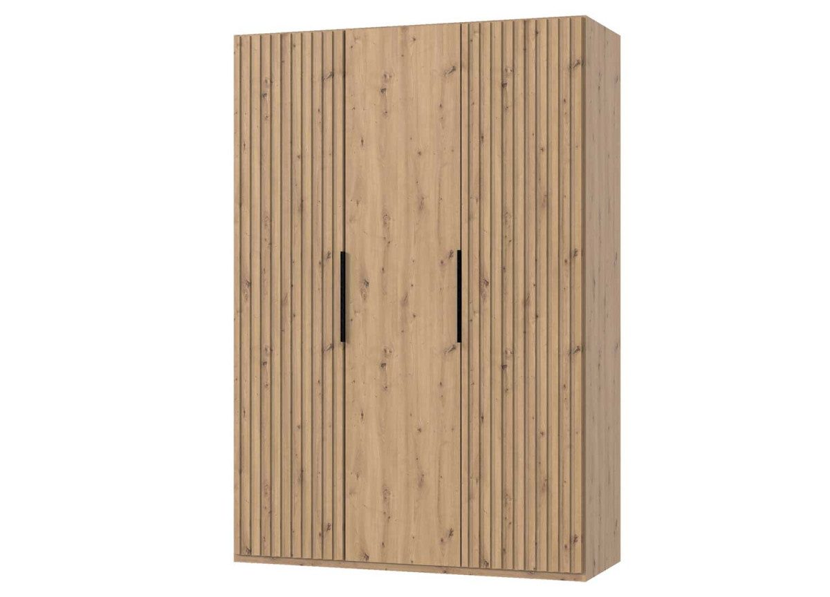 Armoire 3 portes 150 cm chêne artisan