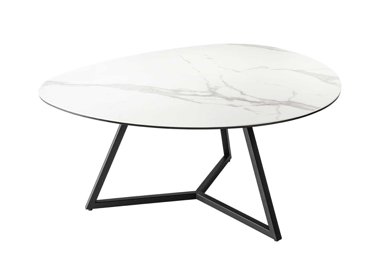 Table basse galet en céramique blanche 90 cm