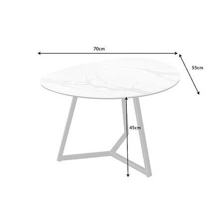 Table basse blanche en céramique 70 cm