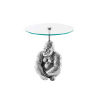 Table d'appoint moderne déco Gorille argenté