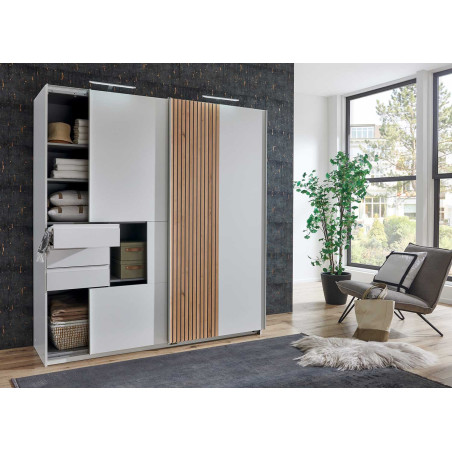 Armoire moderne bois et blanche