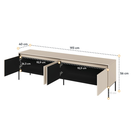 Meuble TV 193 cm coloris beige sable