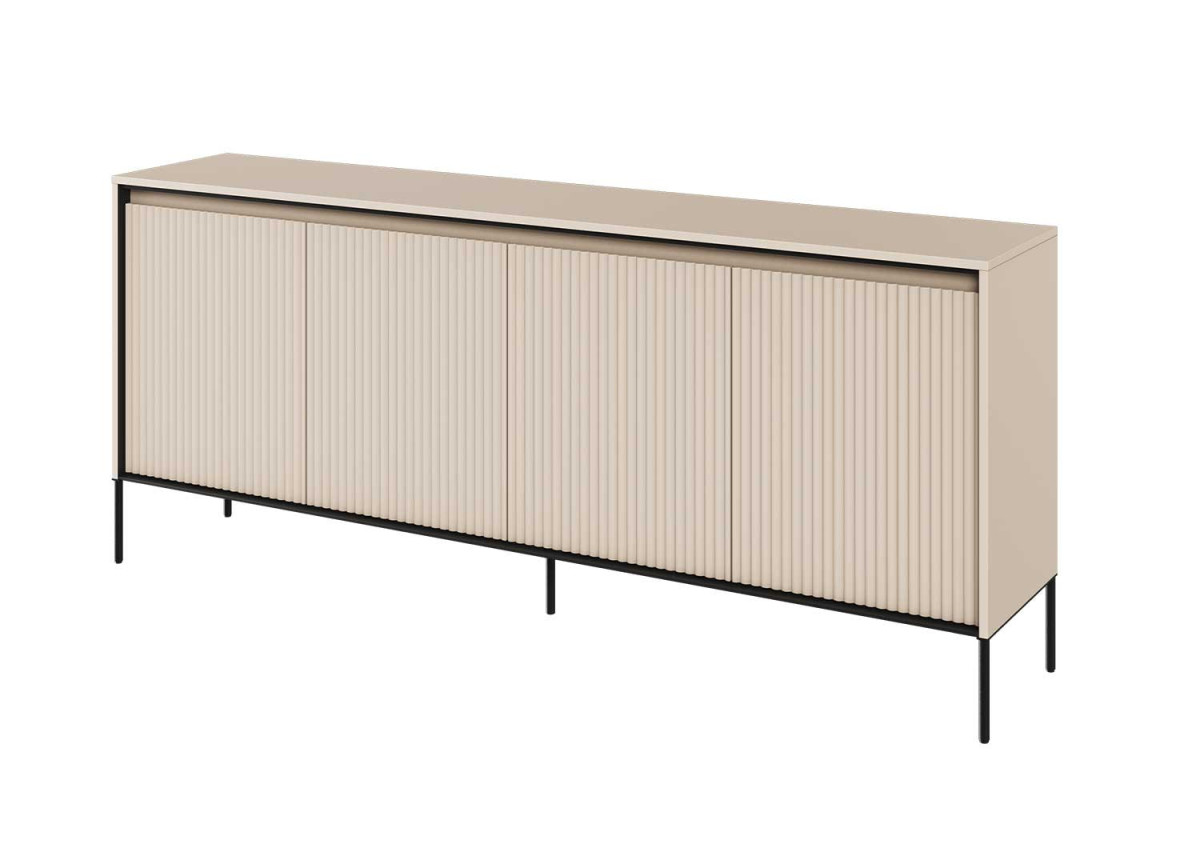 Grand buffet 4 portes striées couleur beige sable