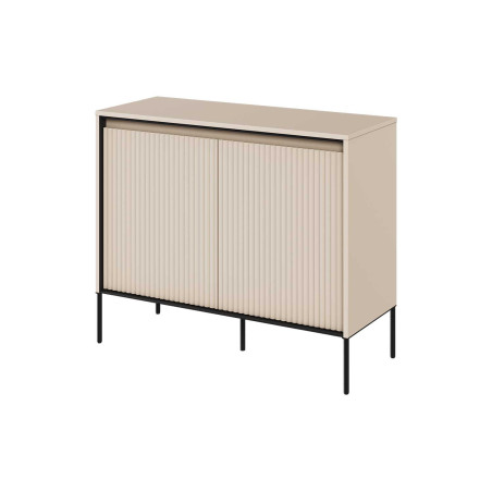 Commode 2 portes façades rainurées beige sable