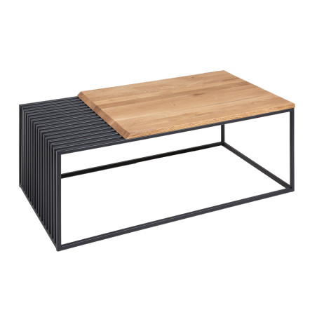 Table basse 100 cm chêne et métal noir