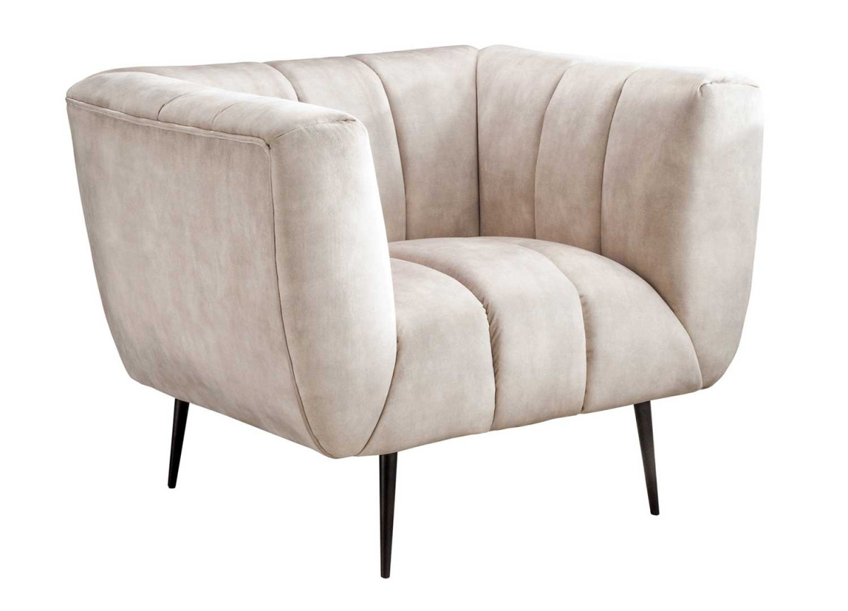 Fauteuil de salon en velours champagne