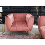 Fauteuil de salon en velours rose