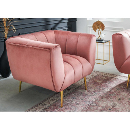 Fauteuil de salon en velours rose