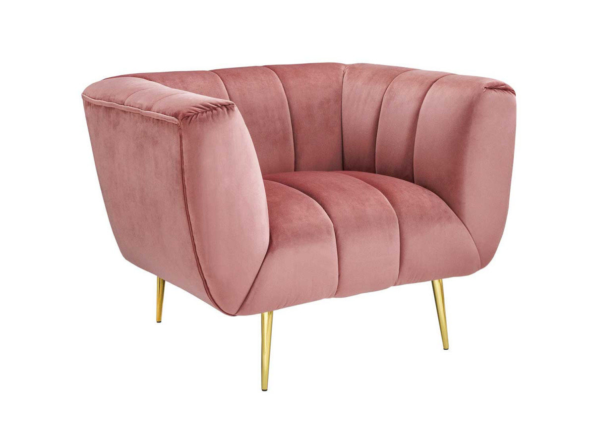 Fauteuil de salon en velours rose