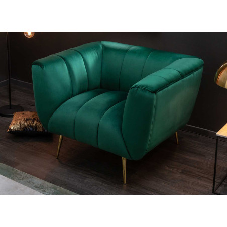 Fauteuil de salon vert velours