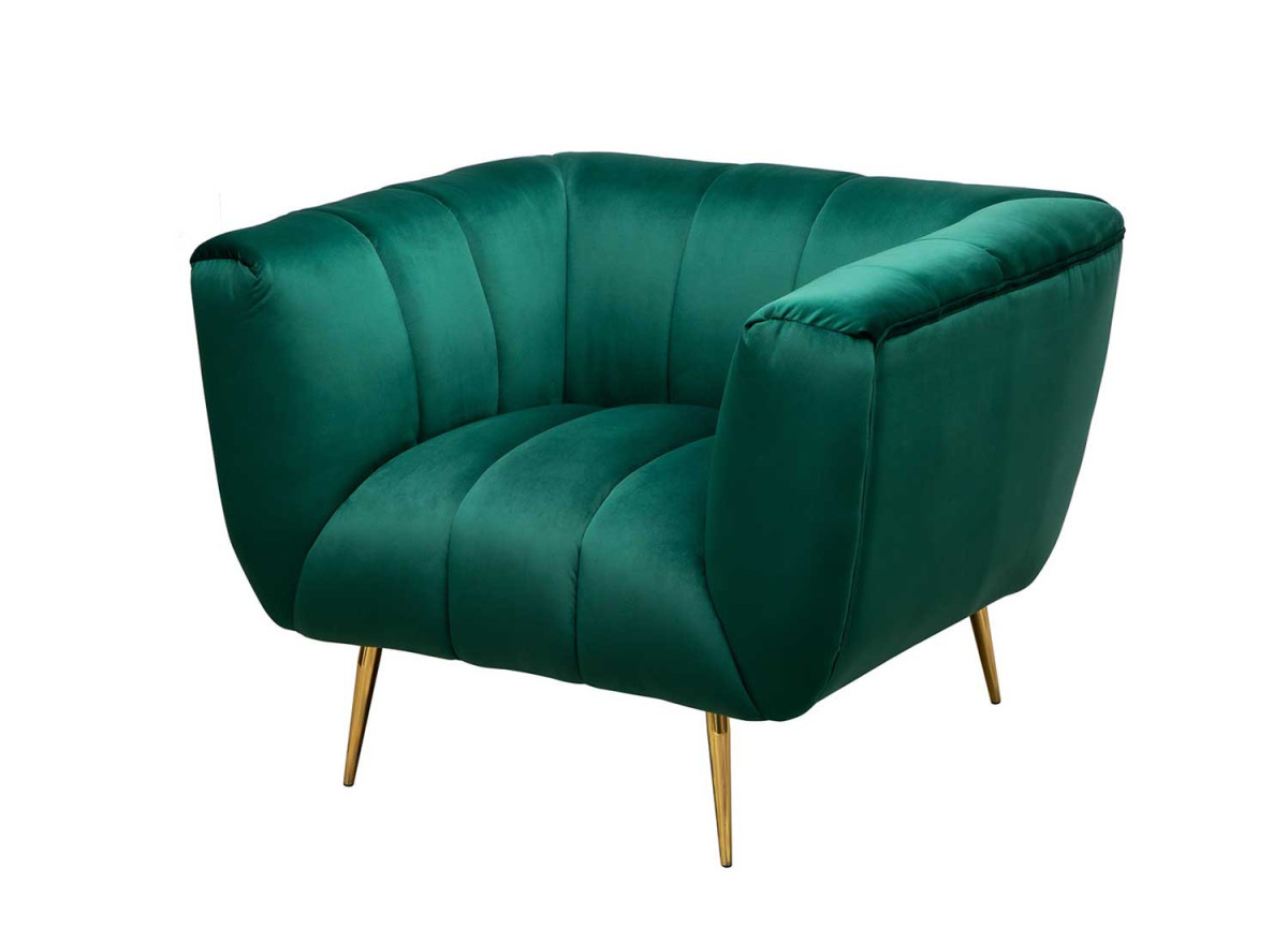 Fauteuil de salon vert velours