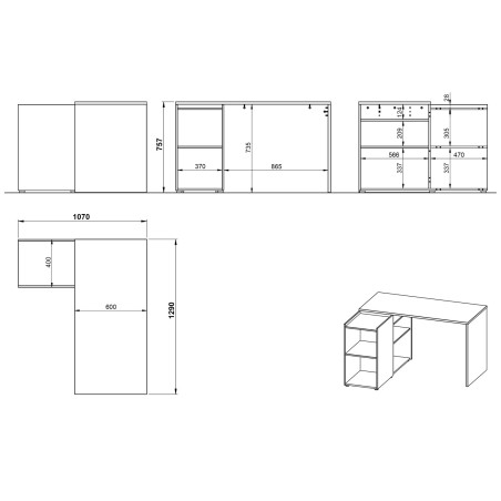 Bureau d'angle avec rangement