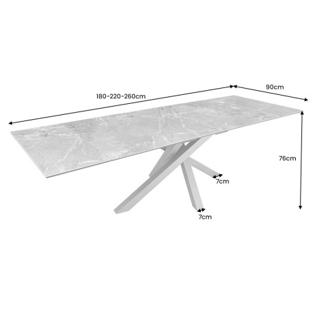 Table à manger avec allonges 180 à 260 cm