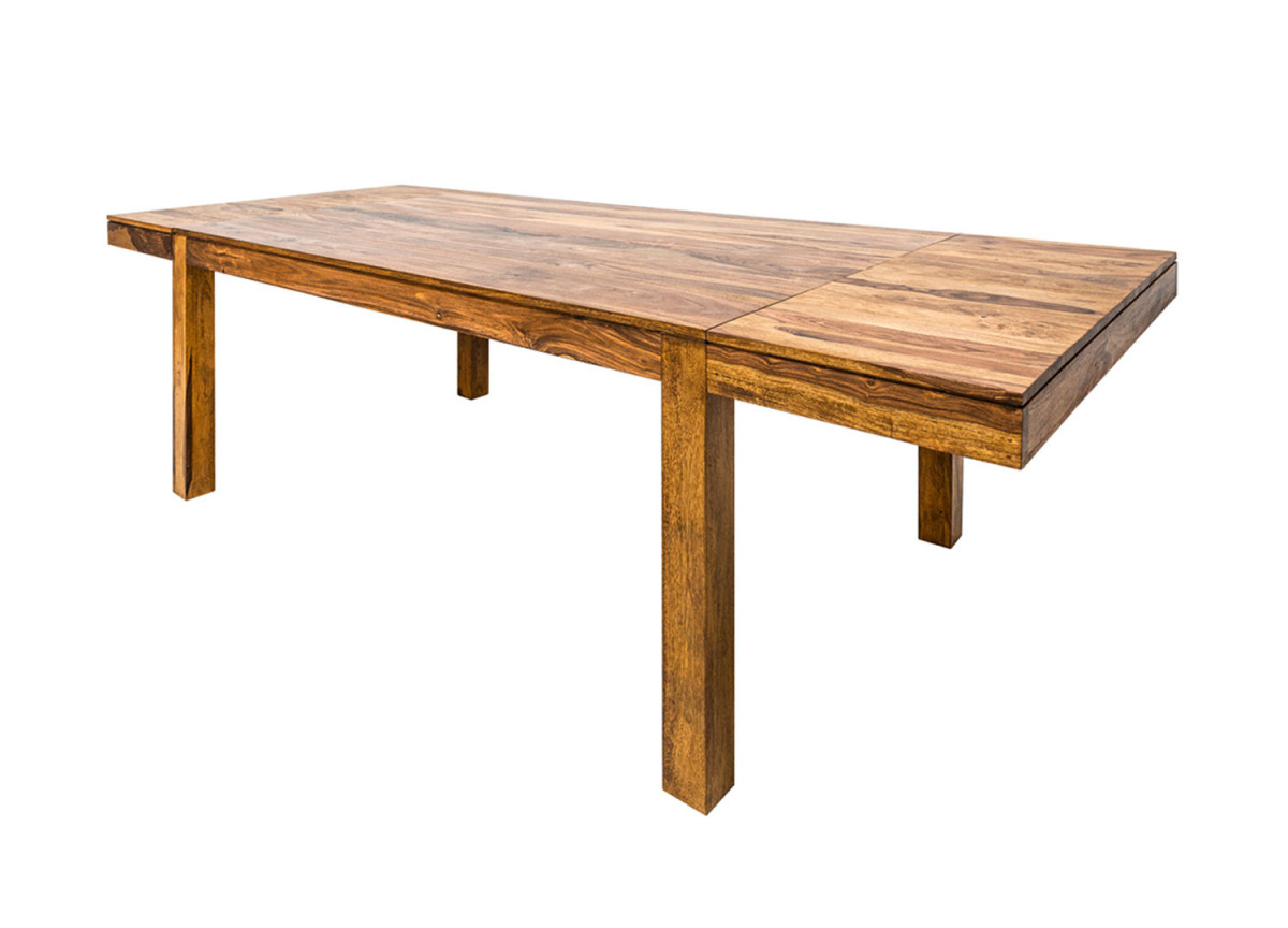 Table de repas en bois massif avec 2 allonges 160-240 cm