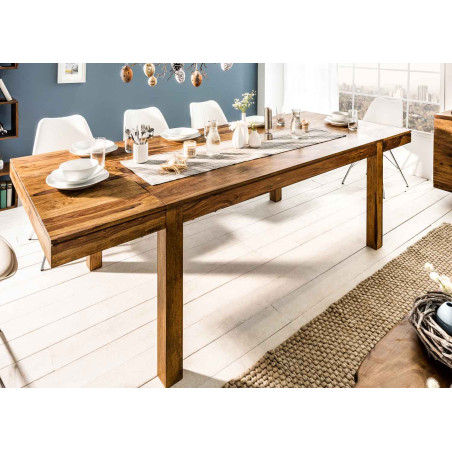 Table de repas en bois massif avec 2 allonges 160-240 cm