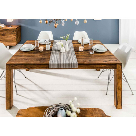 Table de repas en bois massif avec 2 allonges 160-240 cm