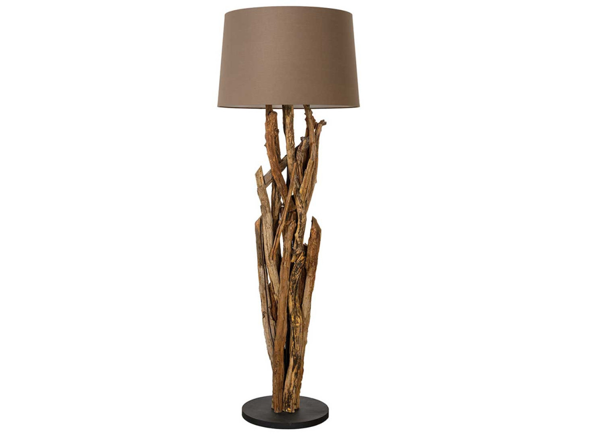 Lampe sur pied en bois de Teck