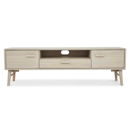 Meuble TV 160 cm Chêne blanchi style Scandinave