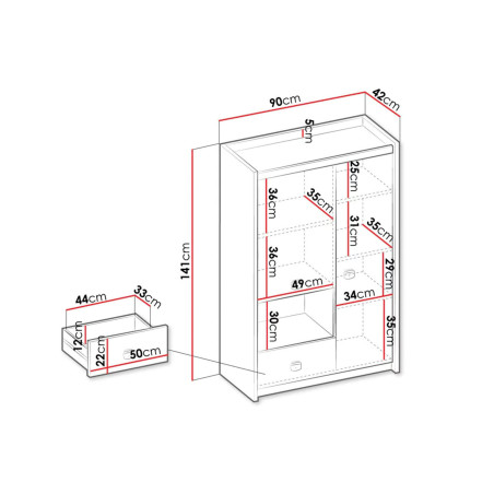 Petite armoire 90 cm chambre enfant