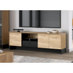 Meuble TV 163 cm bois et noir