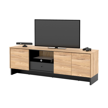 Meuble TV 163 cm bois et noir