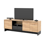 Meuble TV 163 cm bois et noir