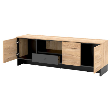 Meuble TV 163 cm bois et noir