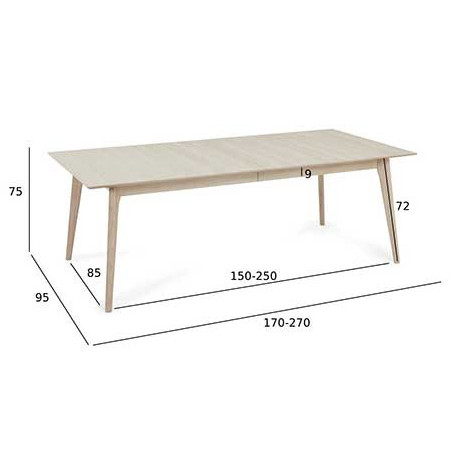 Table à manger 170 - 270 cm Chêne blanchi