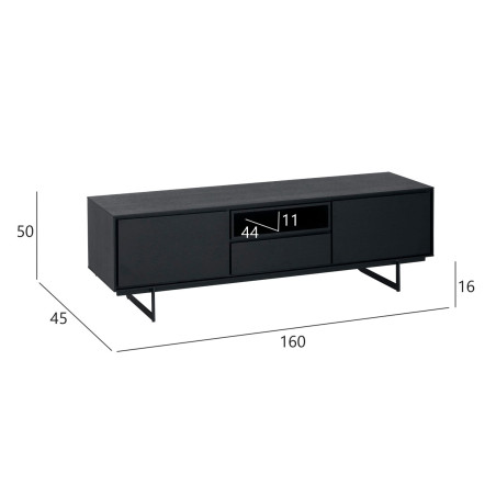 Meuble TV 160 cm Chêne noir