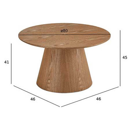 Table basse design 80 cm Chêne