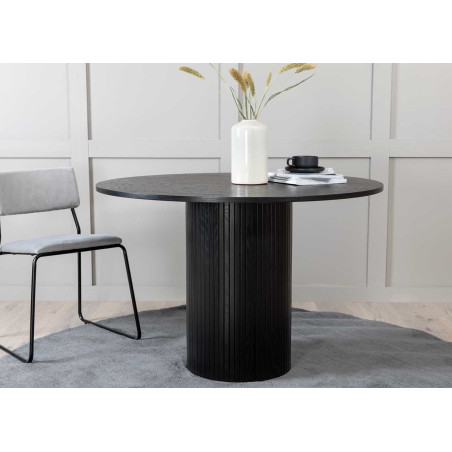 Table de repas ronde en placage de bois noir