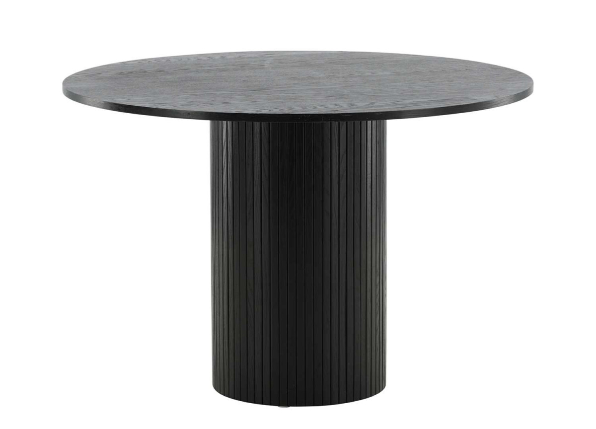 Table de repas ronde en placage de bois noir