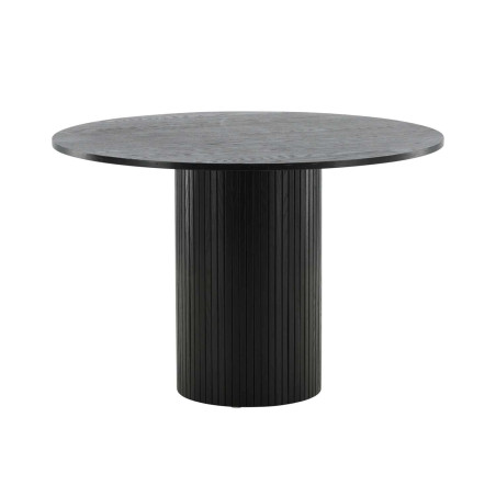 Table de repas ronde en placage de bois noir