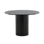 Table de repas ronde en placage de bois noir