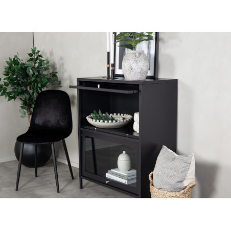 Commode vitrée en métal noir