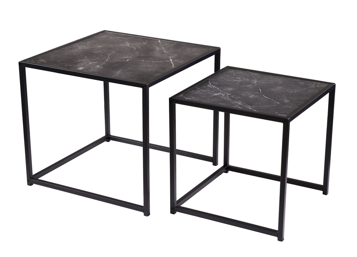 Lot de 2 tables basses carrées en métal noir