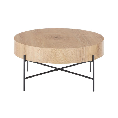 Table basse ronde 80 cm chêne et métal