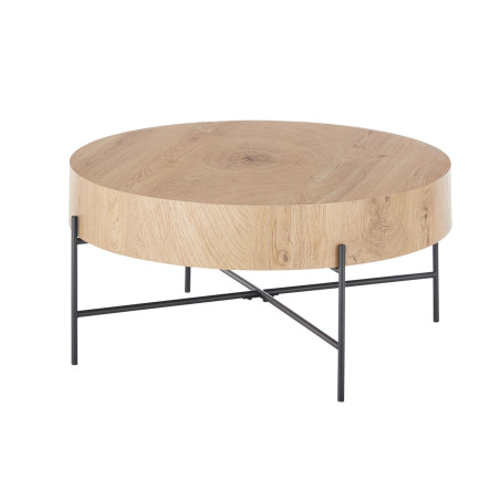 Table basse ronde 80 cm chêne et métal