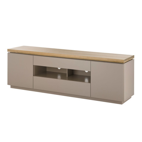 Meuble TV 173 cm gris chaud et acacia massif