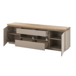 Meuble TV 173 cm gris chaud et acacia massif