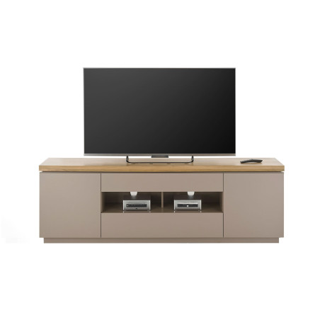 Meuble TV 173 cm gris chaud et acacia massif