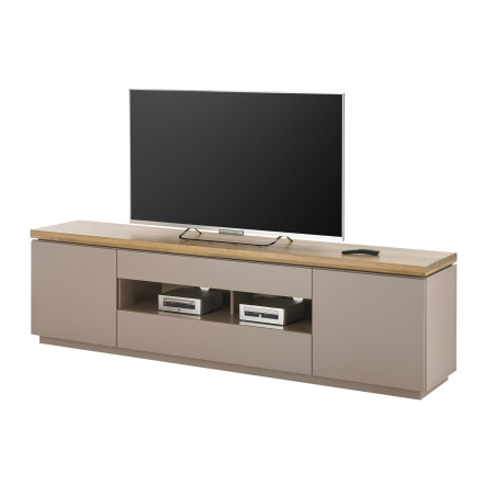 Meuble TV gris chaud et acacia 200 cm