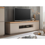 Meuble TV gris chaud et acacia 200 cm