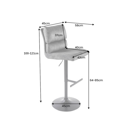 Tabouret de bar réglable velours jaune moutarde